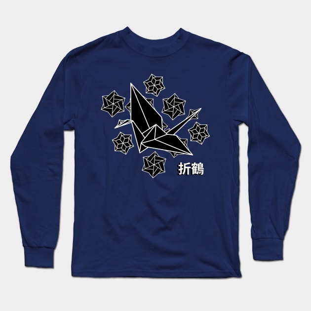 Crane Origami Japanese Long Sleeve T-Shirt by Thrylos Store